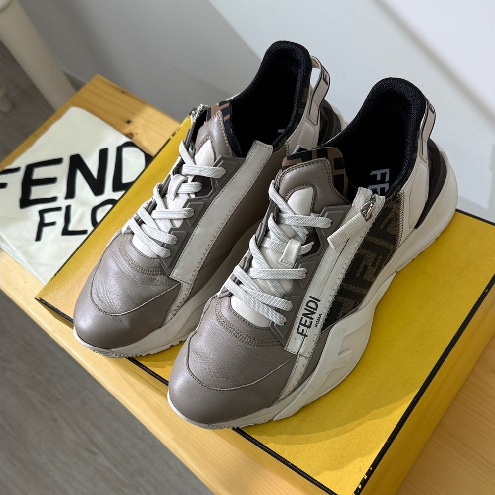 Fendi Gray and White Men's Sneakers
